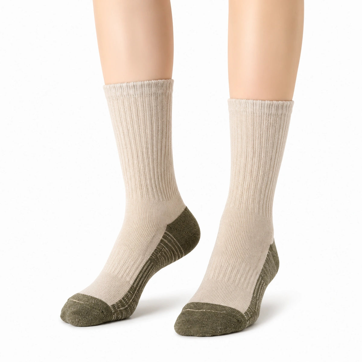 Calzini a coste 43-46 in maglia beige e verde oliva per uso quotidiano