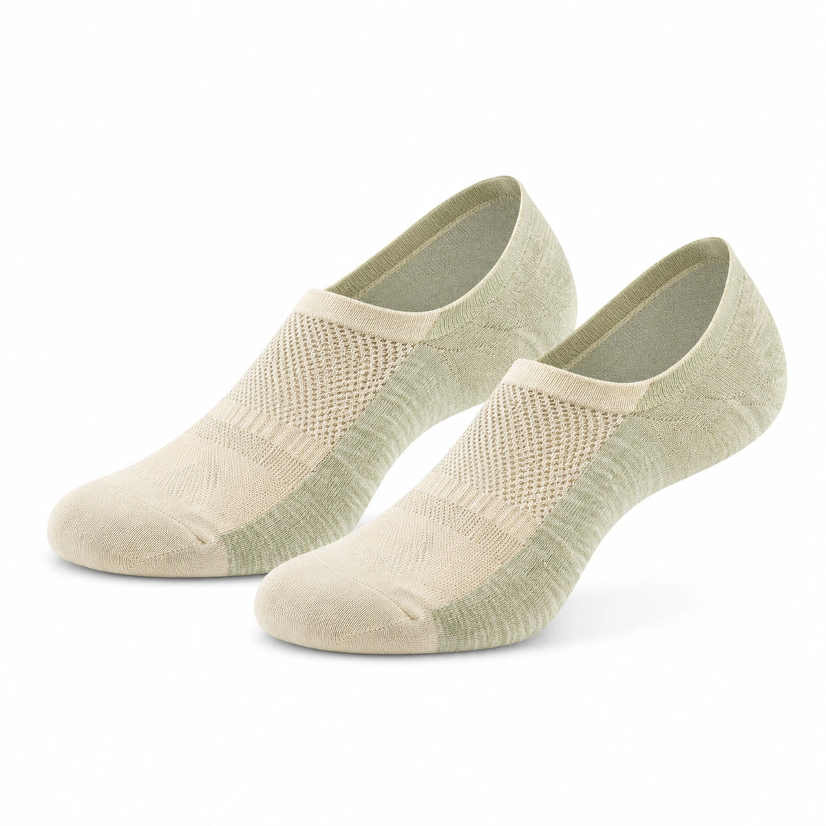 Calzini invisibili 39-42 in tessuto a maglia verde salvia e beige - traspiranti per uso quotidiano