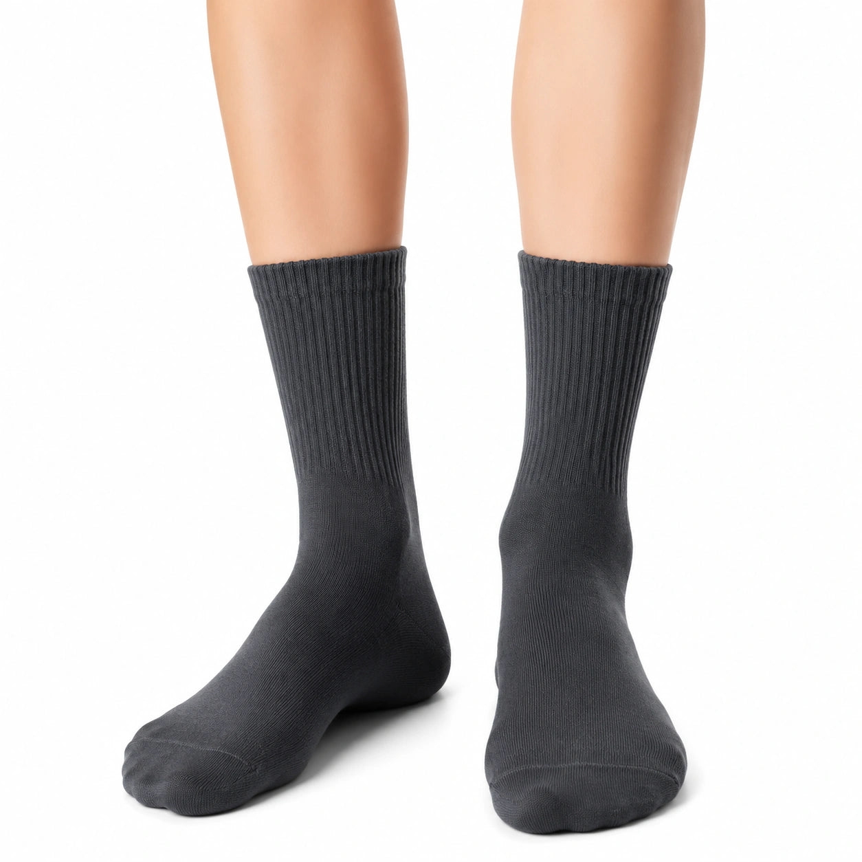 Calze medie 39-42 in maglia grigio antracite a coste - stile essenziale
