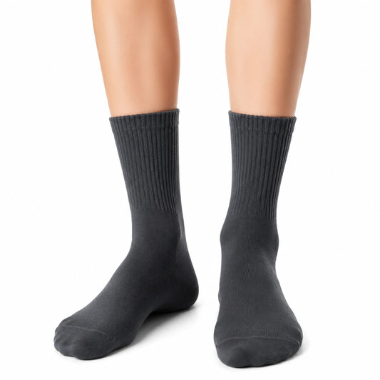 Calze medie 39-42 in maglia grigio antracite a coste - stile essenziale