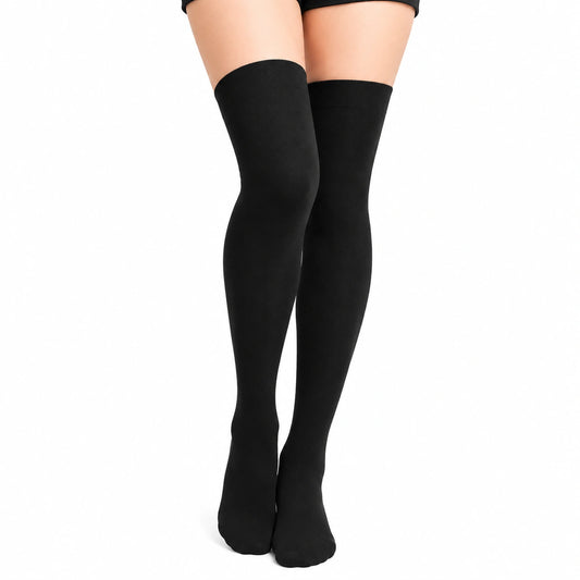 Calze sopra il ginocchio 39-42 in maglia nera stile essenziale