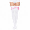 Calze sopra il ginocchio 39-42 bianche con righe rosa stile sportivo