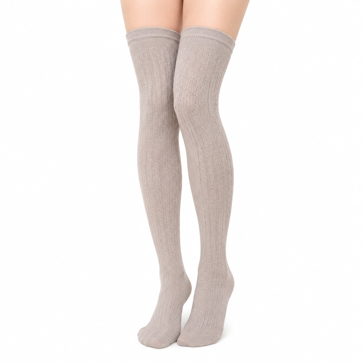 Calze sopra il ginocchio 35-38 beige lavorate a maglia stile classico