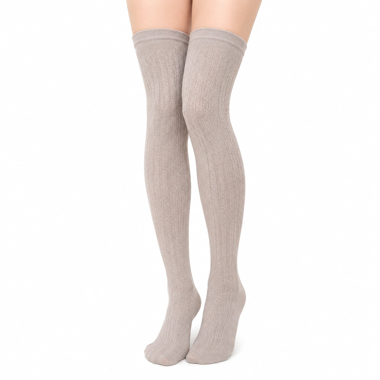 Calze sopra il ginocchio 35-38 beige lavorate a maglia stile classico