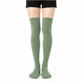 Calze sopra il ginocchio 39-42 in maglia verde salvia a pois stile casual