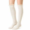 Calze al ginocchio 39-42 in maglia color crema a trecce stile classico