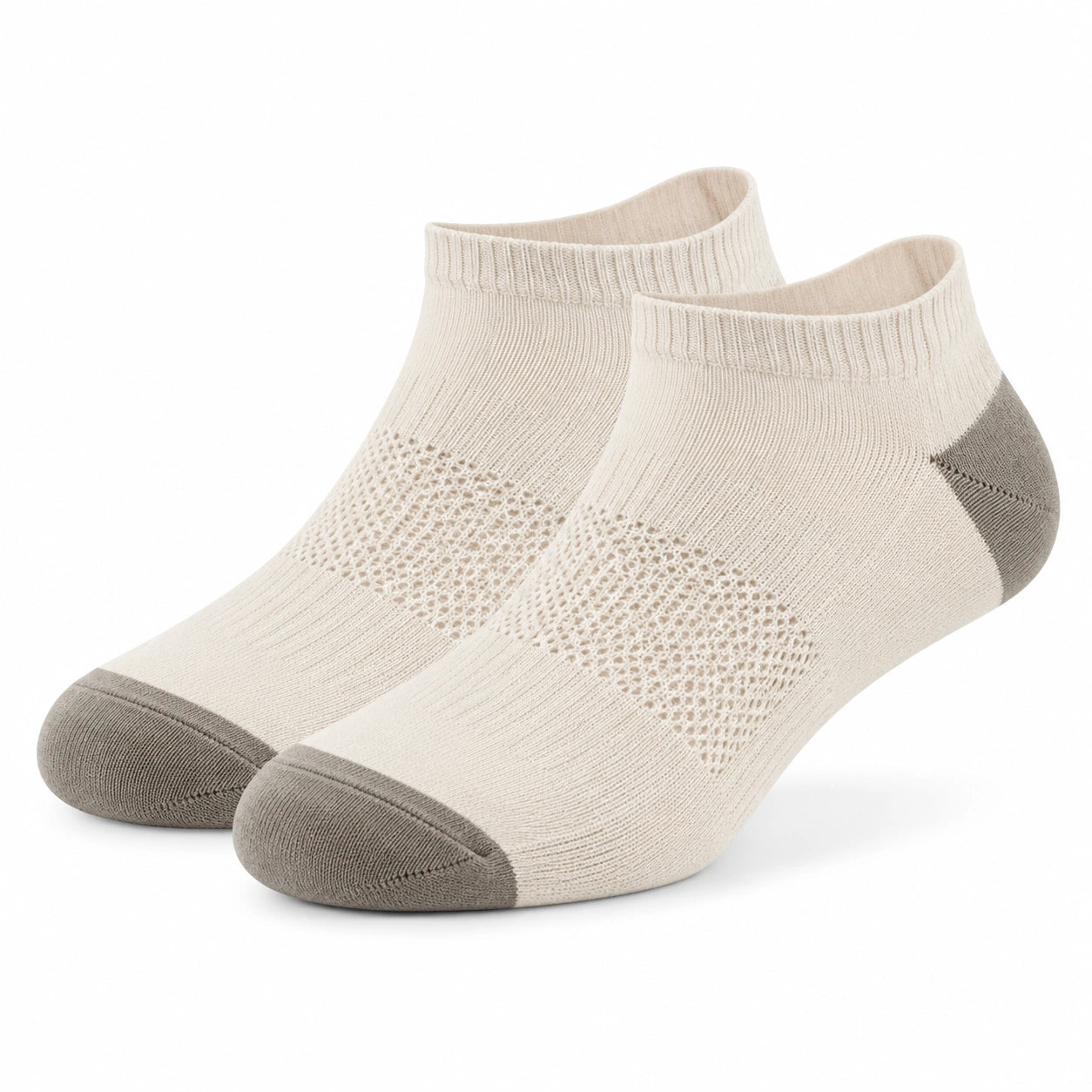 Calze alla caviglia 35-38 in tessuto a maglia beige/grigio traspiranti