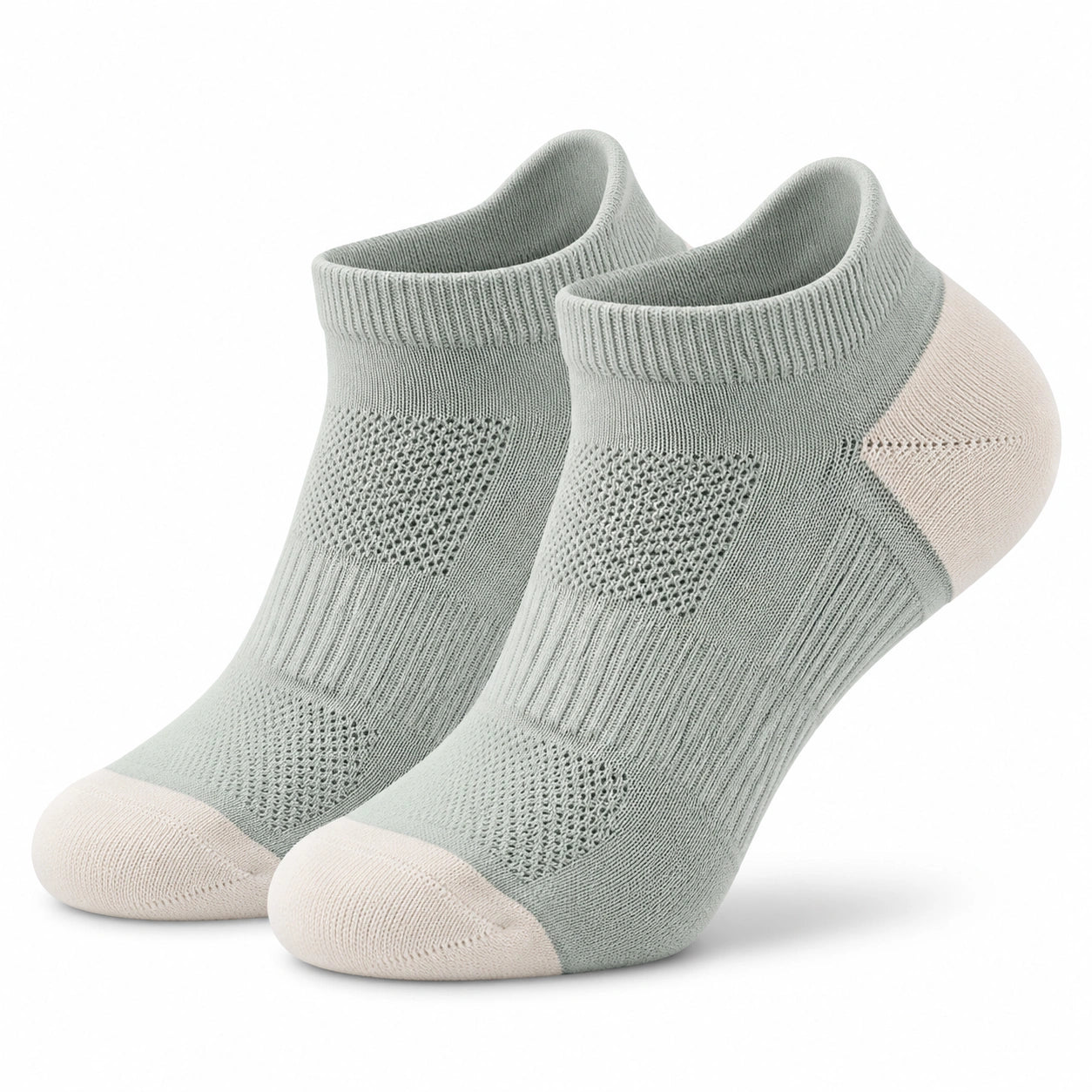 Calzini alla caviglia 39-42 in tessuto verde salvia e beige traspiranti per uso quotidiano